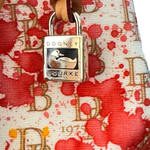 Dooney & Bourke splatter coated cotton vachetta leather trim,  Bucket Bag - Picture 2 of 13